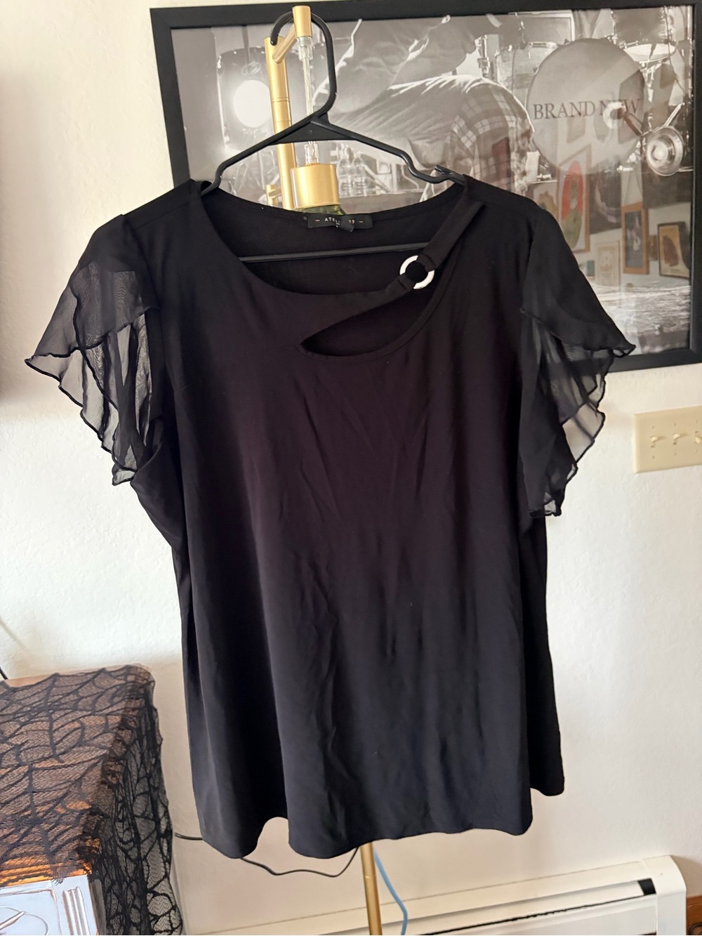 Women’s Black Flutter Sleeve Blouse size 1XL